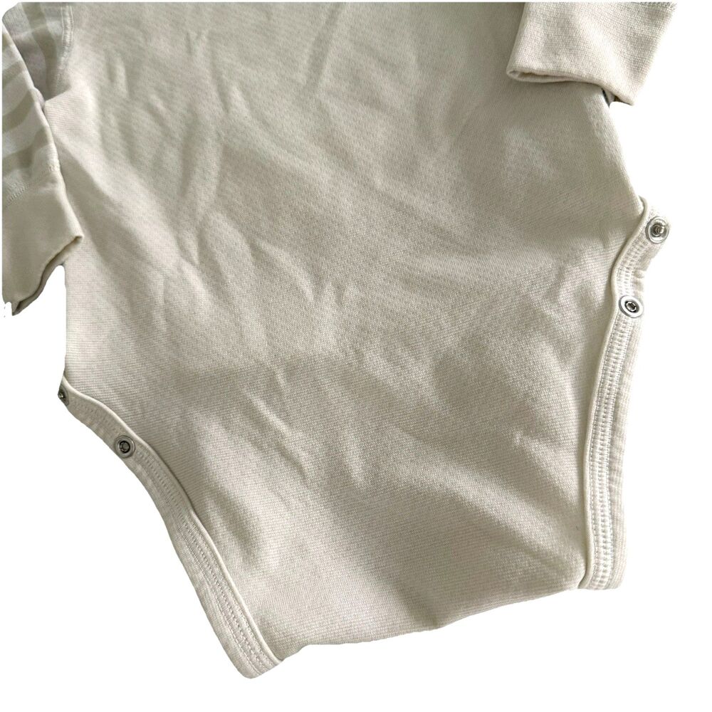 Patagonia Girls Baby 6M Striped Romper Beige Stripe Long Sleeve Crew Neck Snap - Picture 3 of 6